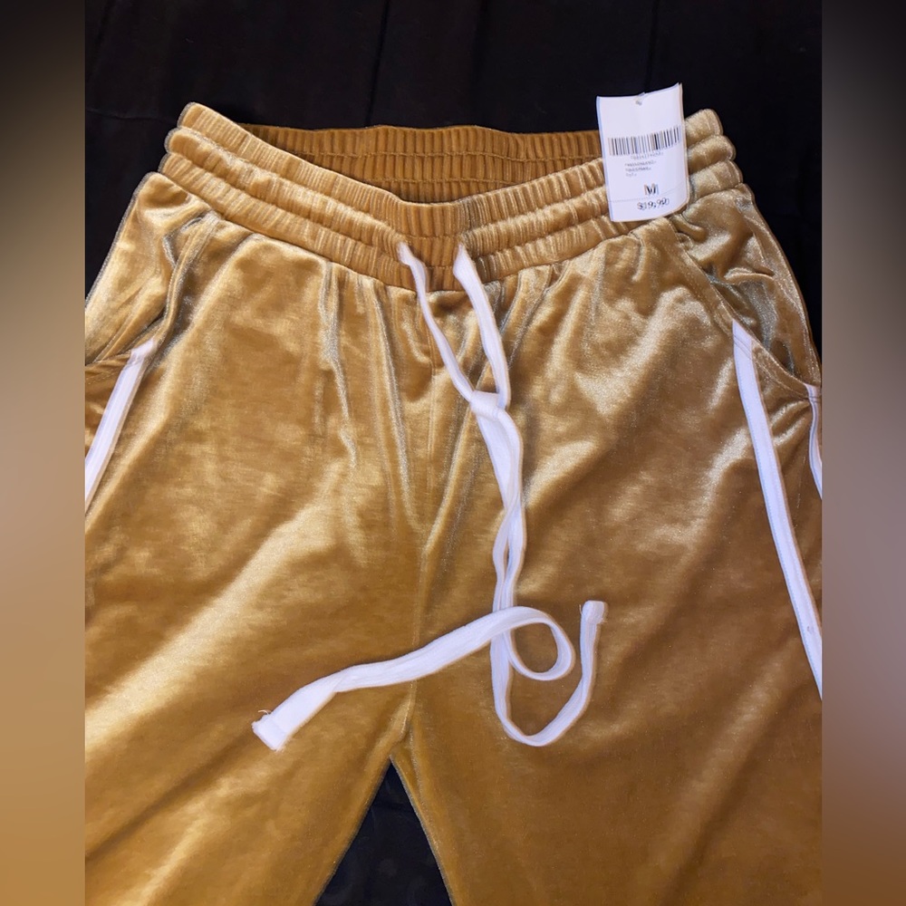 Gold velour joggers